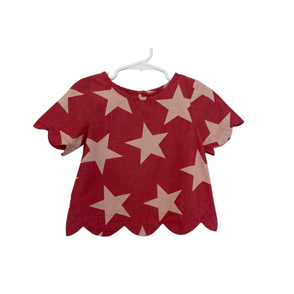Genuine Kids From Oshkosh Other - Genuine Kids Girls Red Star Print Scalloped Hem Short Sleeve Top 4th of July